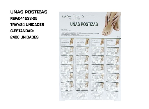 [041538-05] Uñas postizas incoloras 24 unidades - Uñas artificiales para adultos