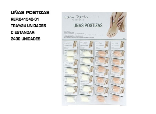 [041540-01] 24 Uñas postizas 2 colores 24 unidades - Uñas artificiales para adultos