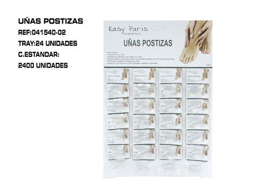 [041540-02] 24 Uñas postizas incoloras 24 unidades - Uñas artificiales para adultos