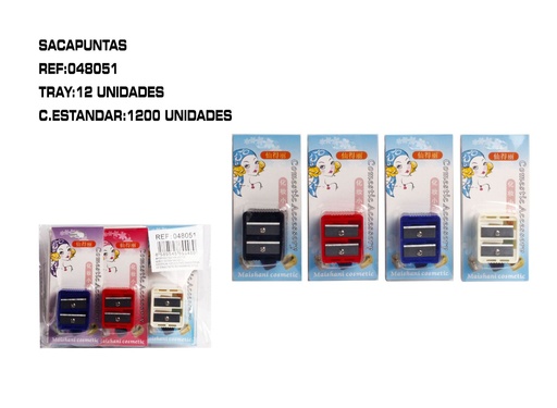 [048051] Sacapuntas doble en blister 12/u para útiles de escritura