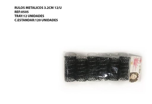 [0505] Rulos metálicos 3.2cm 12/u para rizar el cabello