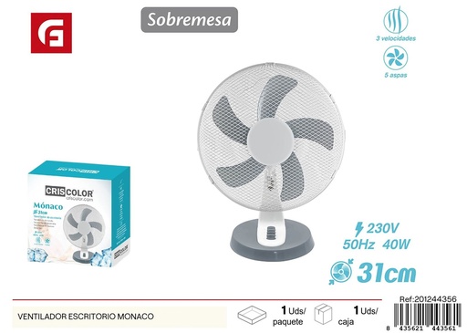 [201244356] Marcador de escritorio Ventilador modelo Monaco NºRII-AEE: 8813 - Ventilador de mesa