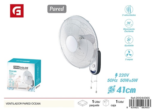 [201244365] Marcador de pared Ventilador modelo Ocean NºRII-AEE: 8813 - Ventilador de pared