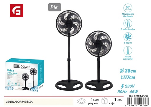 [201244366] Marcador de pie Ventilador modelo Ibiza NºRII-AEE: 8813 - Ventilador de pie