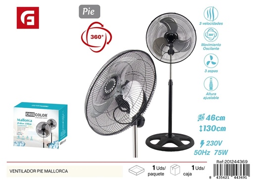 [201244369] Marcador de pie Ventilador modelo Mallorca NºRII-AEE: 8813 - Ventilador de pie