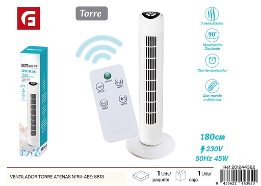 [201244382] Marcador de torre Ventilador modelo Atenas NºRII-AEE: 8813 - Ventilador de torre
