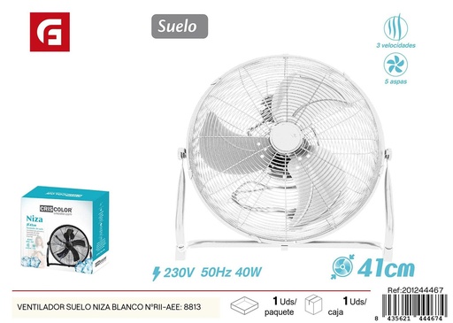 [201244467] Marcador de suelo Ventilador Niza Blanco NºRII-AEE: 8813 - Ventilador de pie