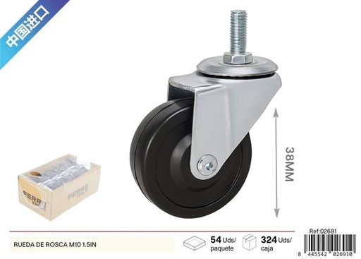 [02691] Rueda de rosca M10 de 1.5 pulgadas (38 mm) - Accesorios y herrajes de ferretería