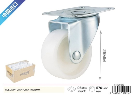 [05015] Rueda PP giratoria de 1 pulgada (25 mm) - Accesorios y herrajes de ferretería
