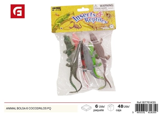 [187761435] Bolsa de 6 cocodrilos pequeños - Juguetes de animales y diversión infantil