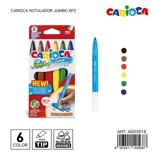 [A003918] Rotulador Carioaca Jumbo 6pz - Material escolar y papelería