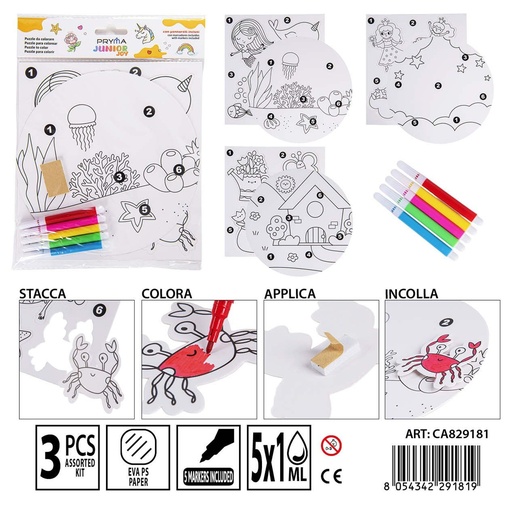 [0242640] Puzzle para colorear con marcador 18.5x20 cm - Actividades de manualidades