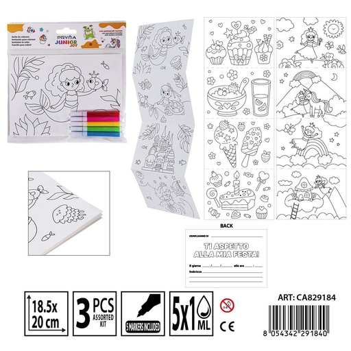 [0242643] Invitación para colorear con marcador 18.5x20 cm (x4FF) - Actividades creativas