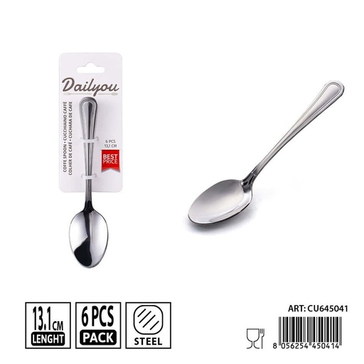[0238571] Cucharas de café de acero inoxidable 6PZ 13.1CM - Accesorios de mesa y cubiertos