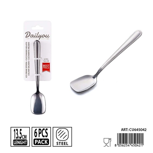 [0238572] Cucharas para helado de acero inoxidable 430 - Set de 6 piezas 13.5 cm