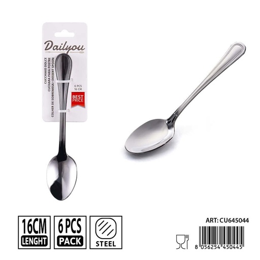 [0238574] Cucharas para postre de acero inoxidable 6PZ 16CM - Accesorios de mesa y cubiertos