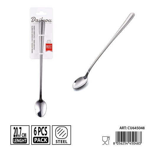 [0238578] Cucharas largas para bebidas de acero inoxidable 430 - Set de 6 piezas 20.7 cm