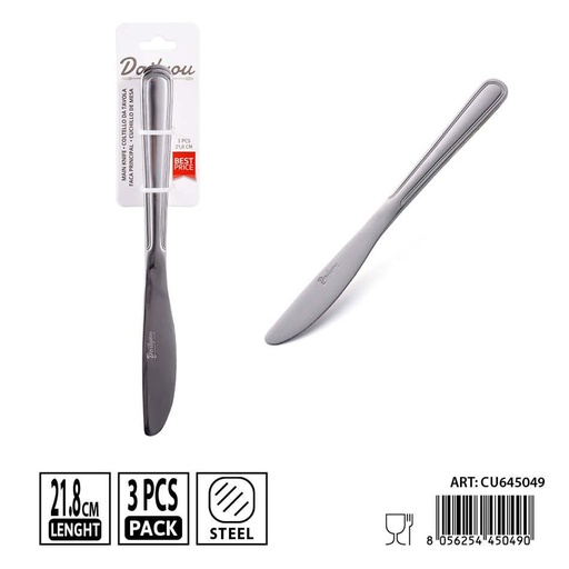 [0238579] Cuchillos de mesa de acero inoxidable 430 - Set de 3 piezas 21.8 cm