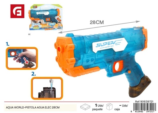[161639721] Pistola de agua eléctrica 28 cm Aqua World - Juguete para la playa y actividades acuáticas