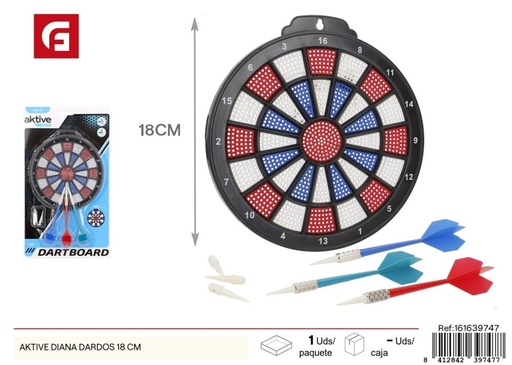 [161639747] Diana de dardos AKTIVE 18 cm - Juguete para juegos de puntería
