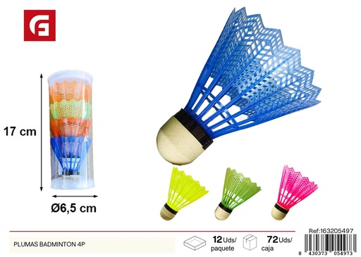 [163205497] Juguete de badminton plumas 4 piezas - Juguetes deportivos y diversión al aire libre