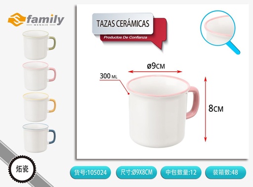 [105024] Taza de cerámica esmaltada blanca 300ml - Artículos de bebida y cerámica