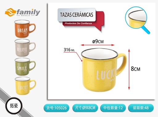 [105026] Taza de cerámica bicolor esmaltada 316ml - Artículos de bebida y cerámica