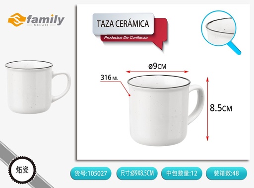 [105027] Taza de cerámica blanca 316ml - Artículos de bebida y cerámica