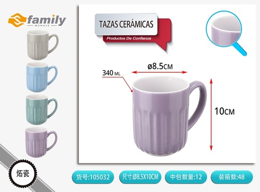 [105032] Taza de cerámica con relieve 340ml - Artículos de bebida y cerámica