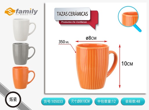 [105033] Taza de cerámica con relieve 350ml - Artículos de bebida y cerámica