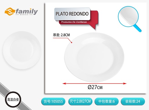 [105055] Plato redondo decorativo 27x2.8cm - Cerámica y artículos para el hogar