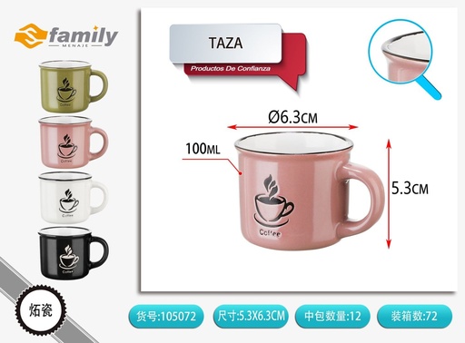 [105072] Taza de cerámica bicolor de 100ML - Artículos de bebida y cerámica