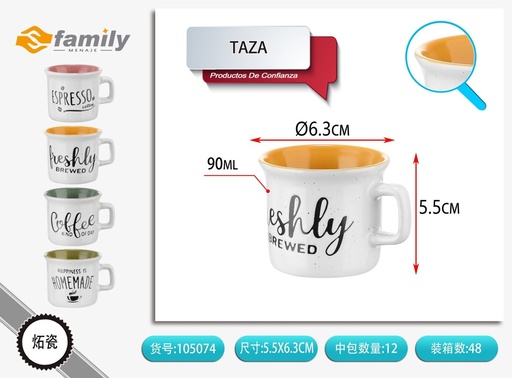 [105074] Taza de cerámica bicolor de 90ML - Artículos de bebida y cerámica