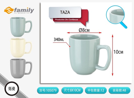 [105079] Taza de cerámica con mango brillante de 340ML - Artículos de bebida y cerámica