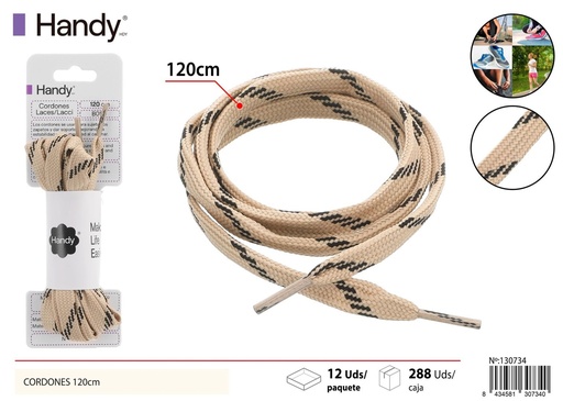 [130734] Cordones planos de 120 cm en color caqui con negro - Accesorios de calzado