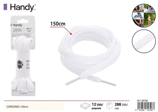 [130748] Cordones planos 0.8 cm de 150 cm color blanco modelo B106 - Accesorios para calzado