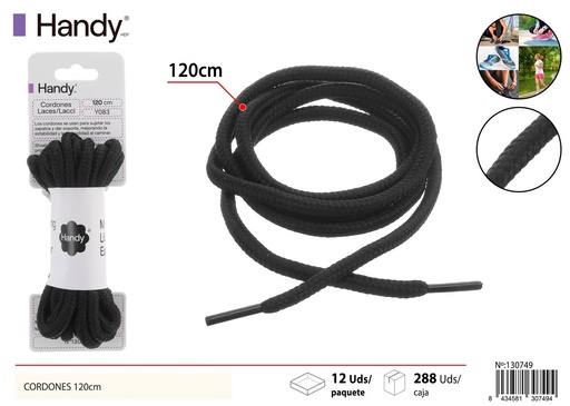 [130749] Cordones redondos negros gruesos de 120 cm - Accesorios de calzado