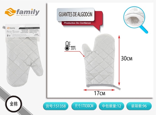 [151358] Guantes de algodón de 17x30 cm - Utensilios de cocina y guantes resistentes
