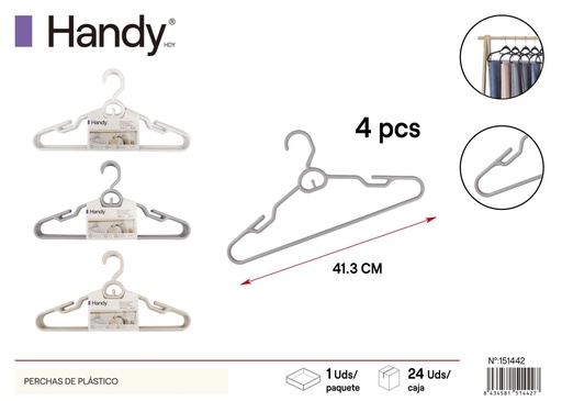 [151442] Perchas de plástico HX-05 4 pcs 41 cm - Perchas prácticas