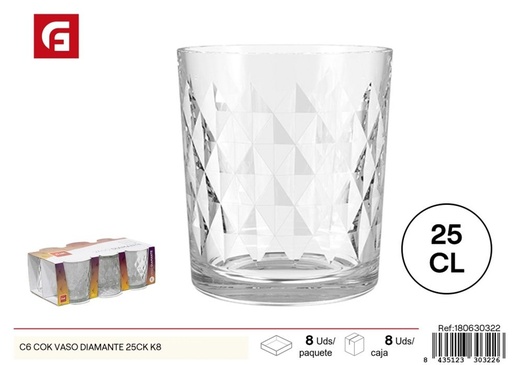 [180630322] Vaso diamante 25cl - Vidrio y cerámica