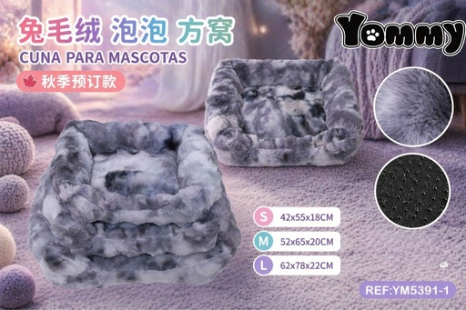 [YM5391-1] Cuna para perro de felpa tipo burbuja gris - Camas cómodas para mascotas