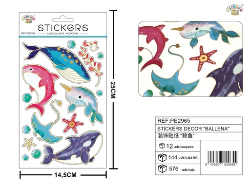 [PE2965] Stickers decorativos "Ballena" 14.5x25cm - Adornos para manualidades
