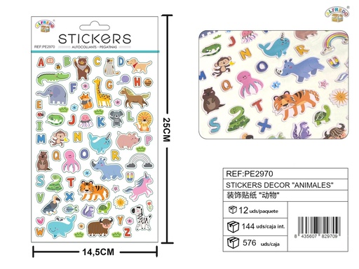 [PE2970] Stickers decorativos "Animales" 14.5x25cm - Adornos para manualidades