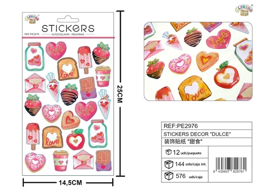 [PE2976] Stickers decorativos "Dulce" 14.5x25cm - Adornos para manualidades