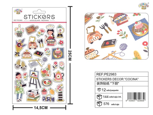 [PE2983] Stickers decorativos "Cocinar" 14.5x25cm - Adornos para manualidades