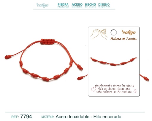 [7794] Pulsera 7 nudos de hilo encerado - Accesorios de joyería