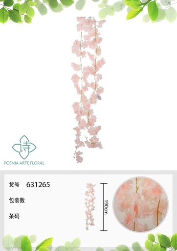 [631265CHAMPAN] Rama de flores de cerezo artificial 135 cabezas 190 cm - Decoración floral y guirnaldas