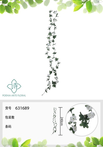 [631689BLANCO] Rama de 45 cabezas de flores de primavera de 240 cm - Decoración floral y manualidades