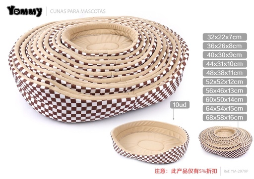 [YM2979P] Set de 10 cunas de cuadros rojos 68x58x16 cm - Accesorios para mascotas