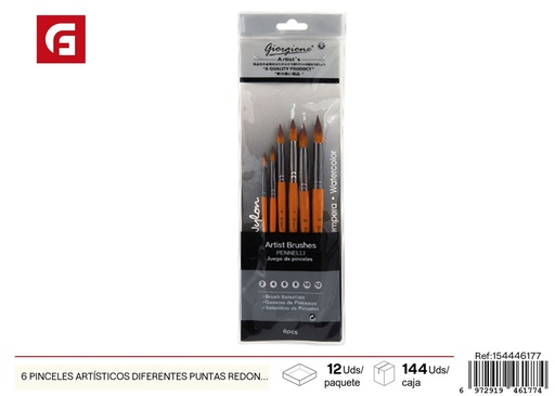 [154446177] Set de 6 pinceles artísticos con diferentes puntas redondeadas - Materiales de arte y dibujo